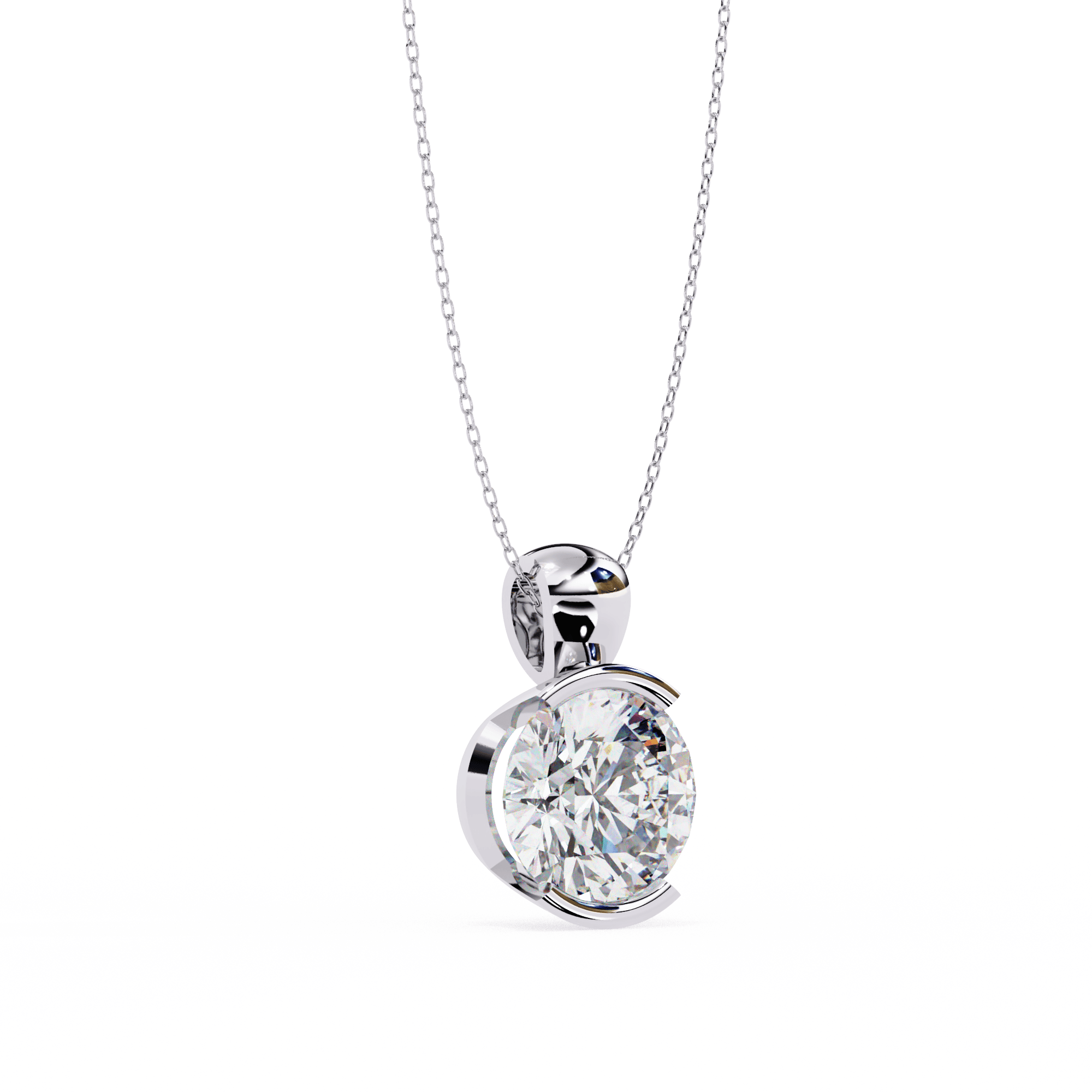 Half-Bezel Round Diamond Pendant