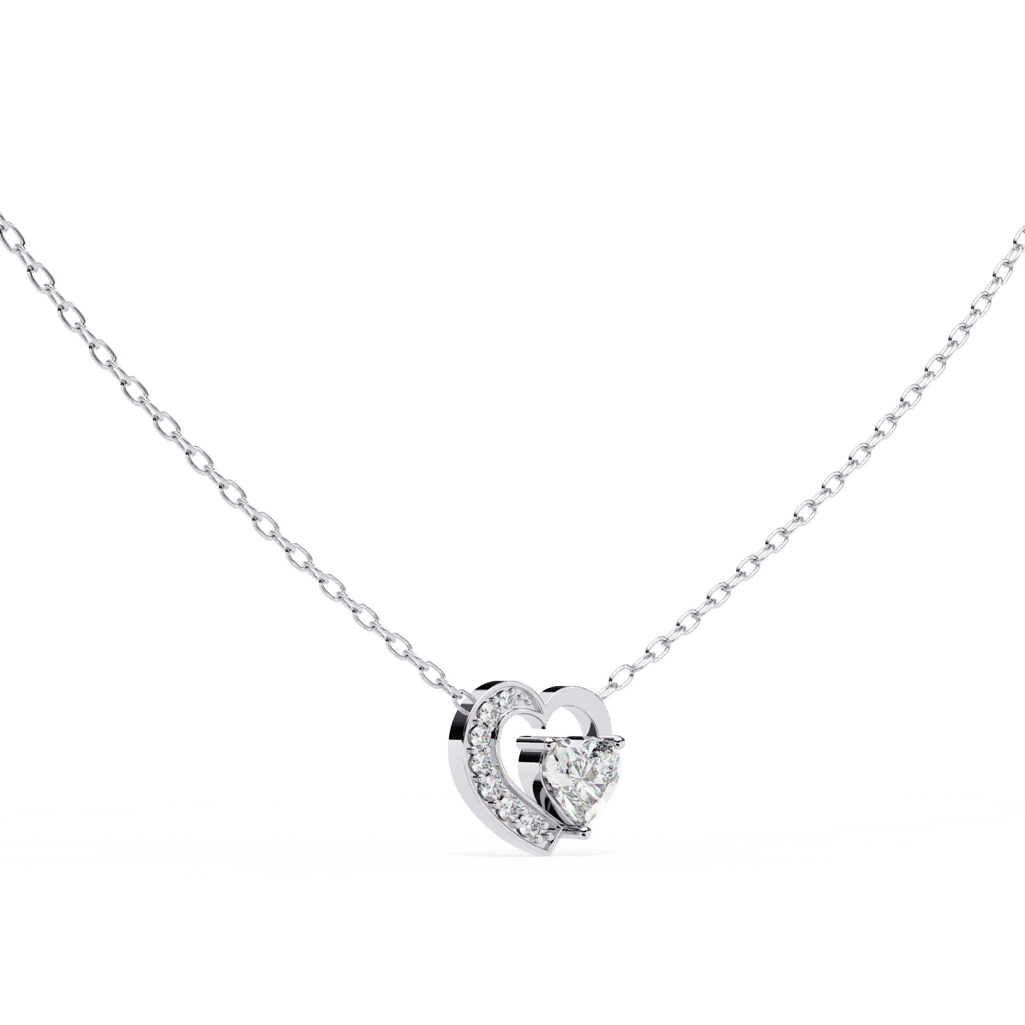 Diamond heart glow pendant