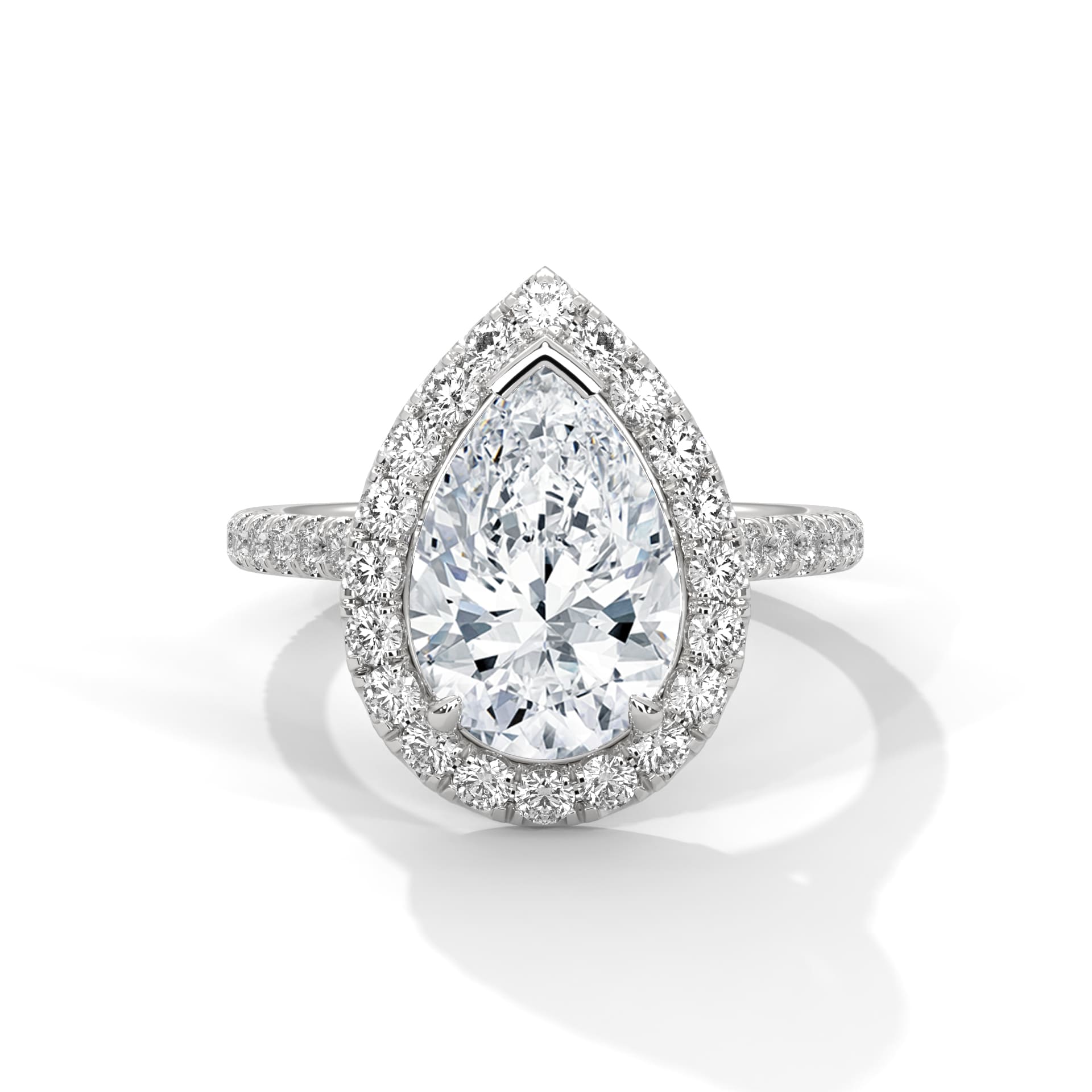 Elegant pear halo ring