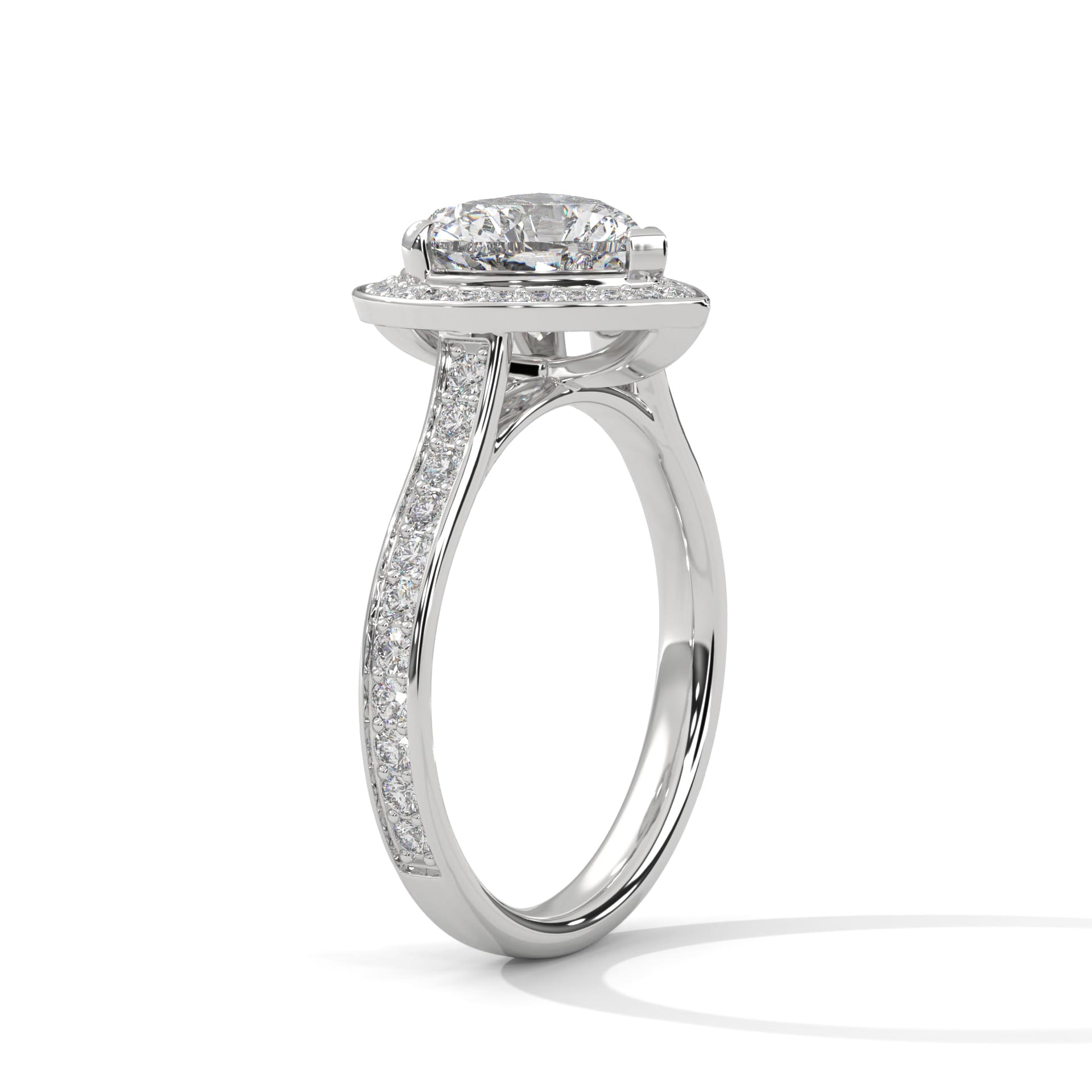 Heart diamond halo ring