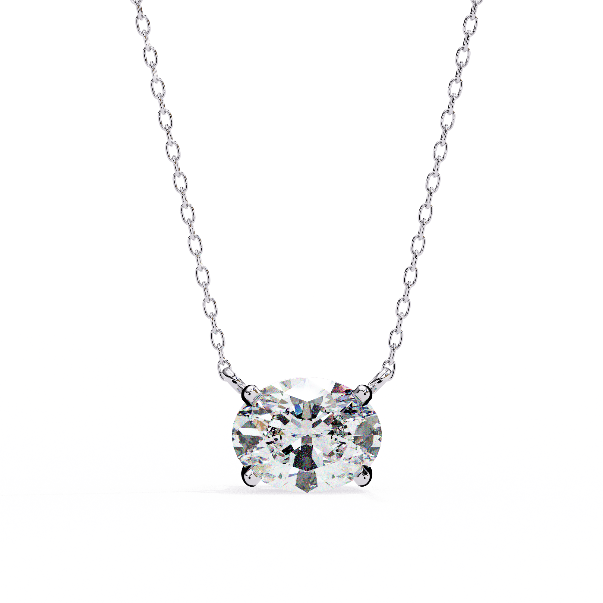 Oval Solitaire Diamond Pendant