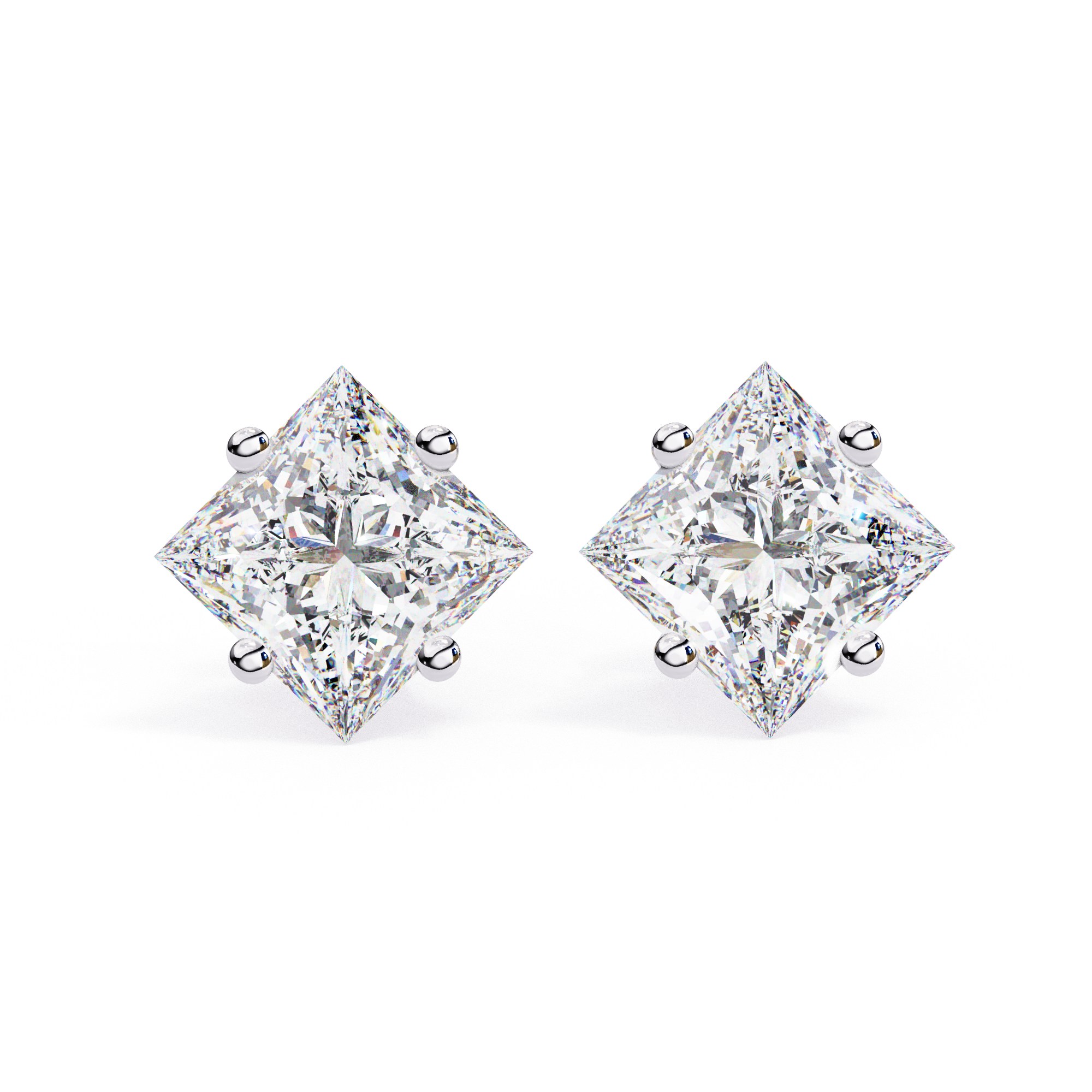 Princess-Cut Diamond Stud Earrings