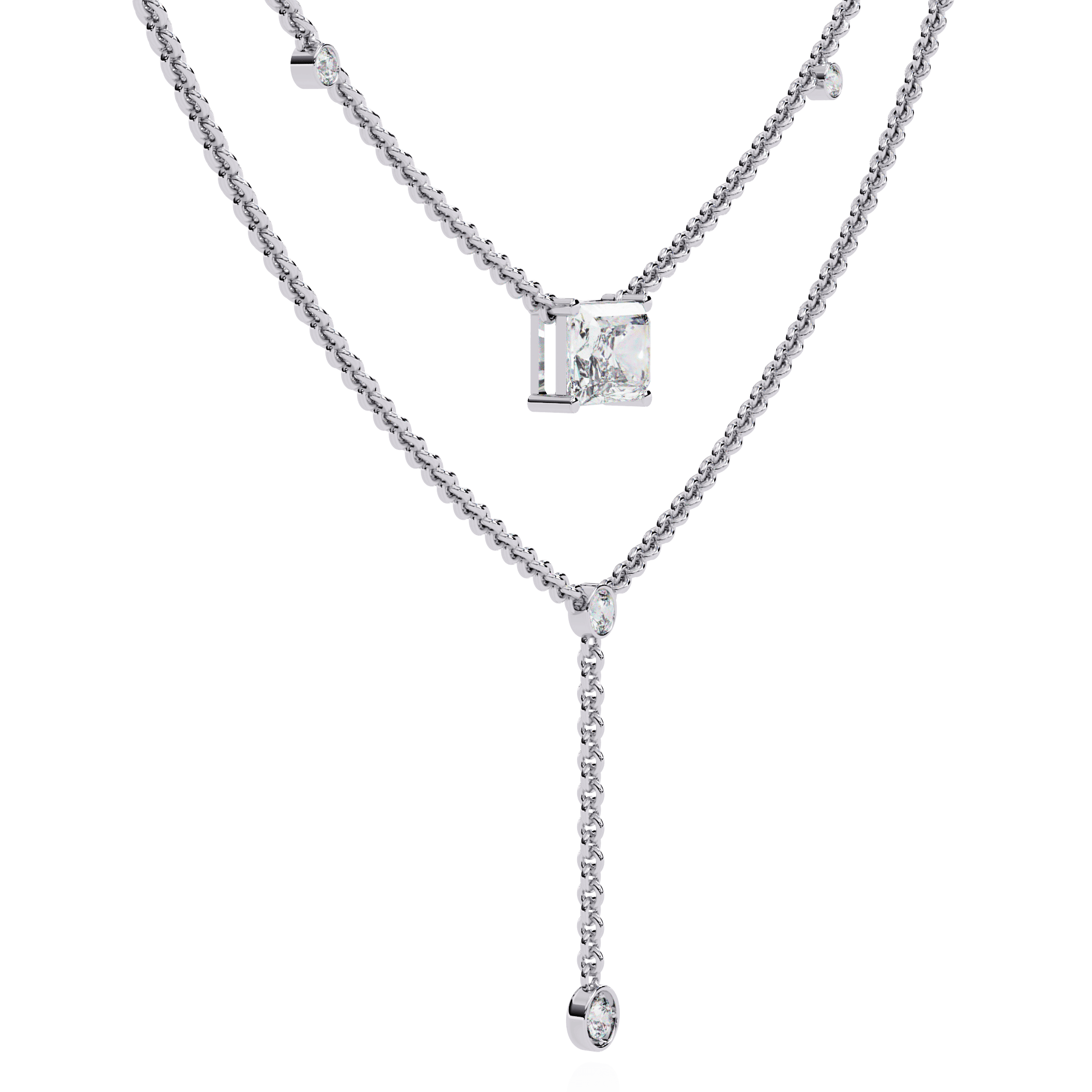 Elegant Layered Diamond Drop Necklace