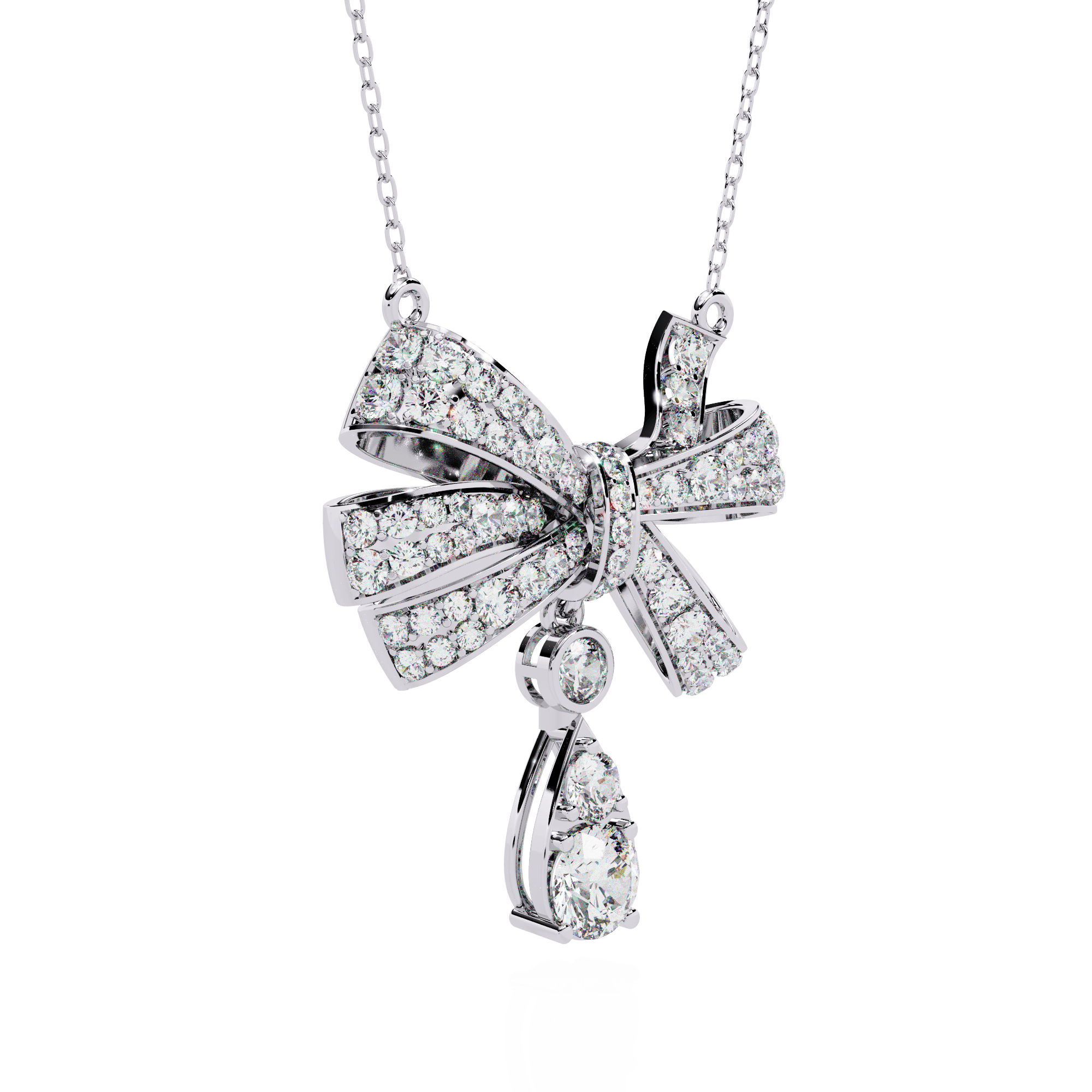 Bow Diamond Drop Necklace