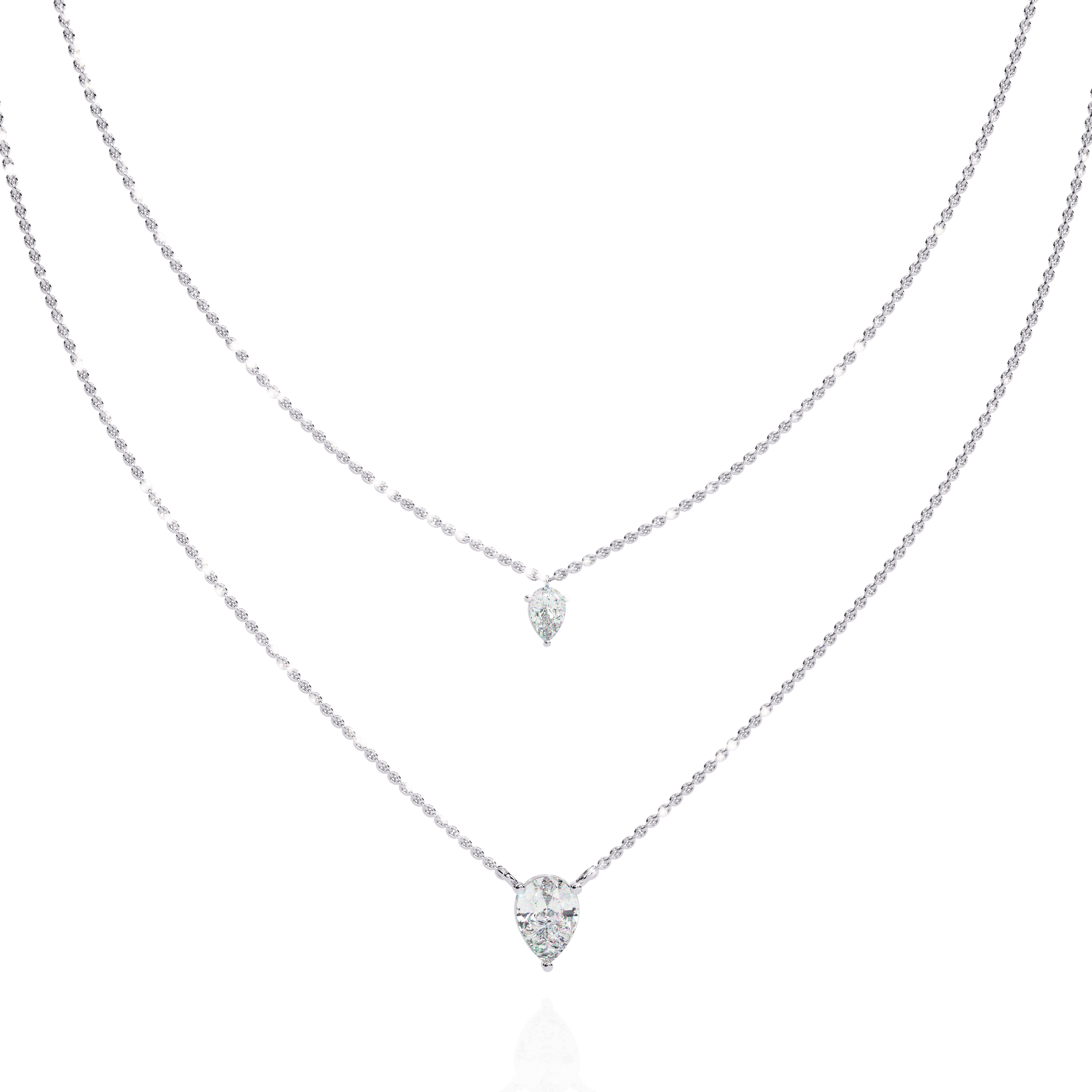 Pear Elegance Layered Diamond Necklace