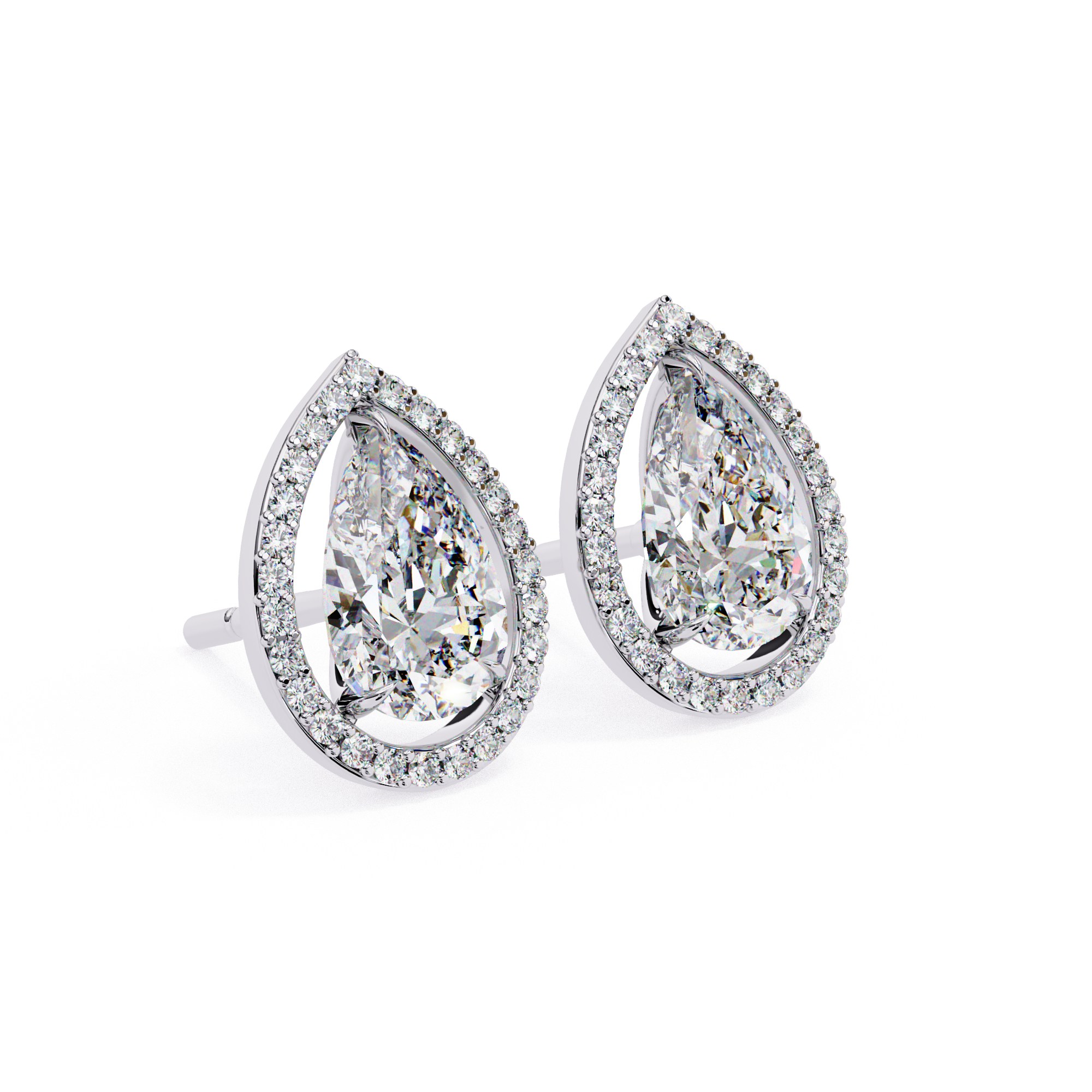 Pear halo brilliant studs
