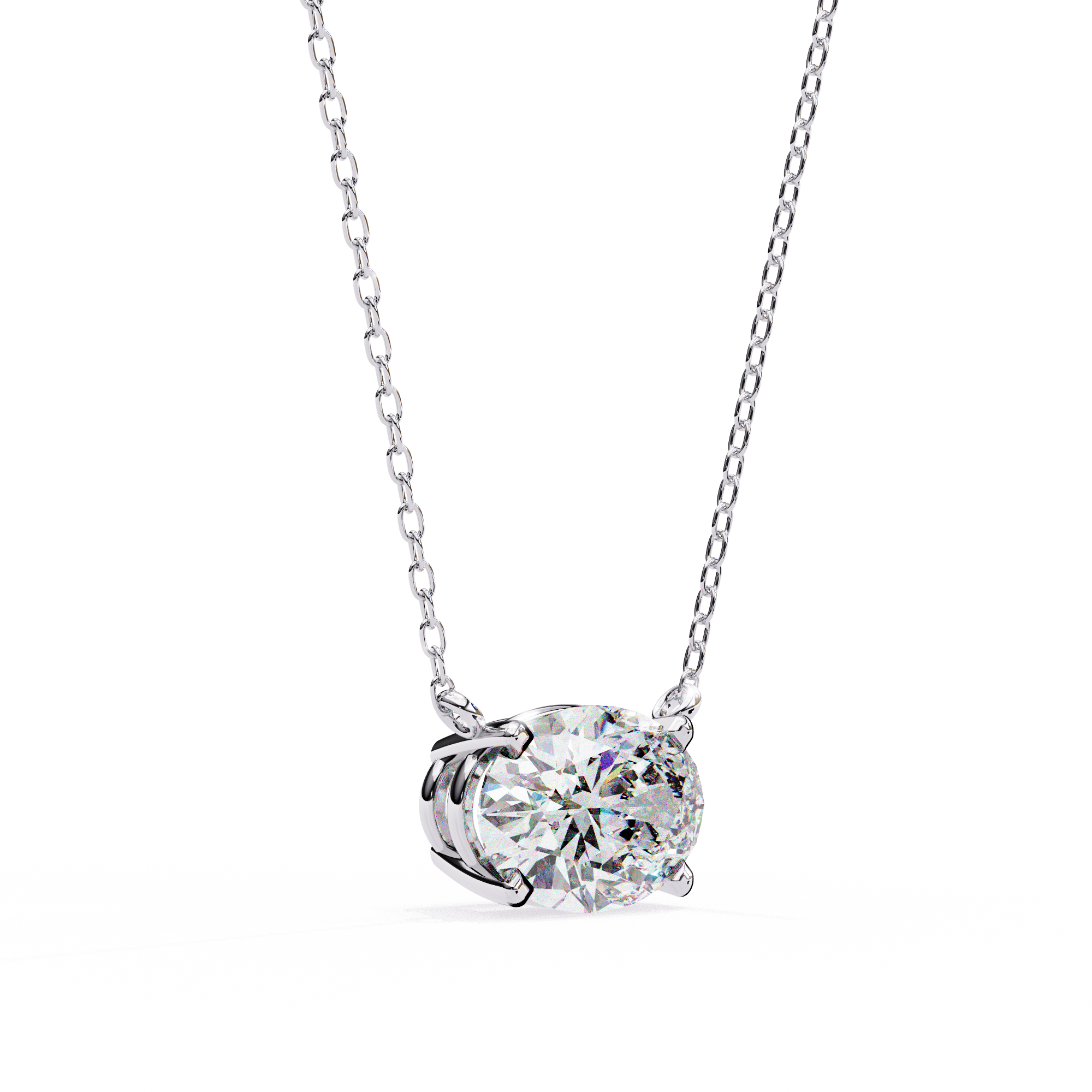 Oval Solitaire Diamond Pendant