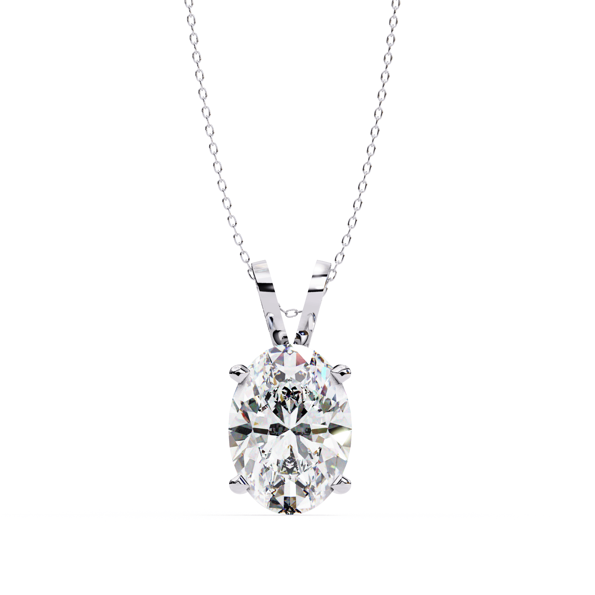 Oval solitaire pendant 