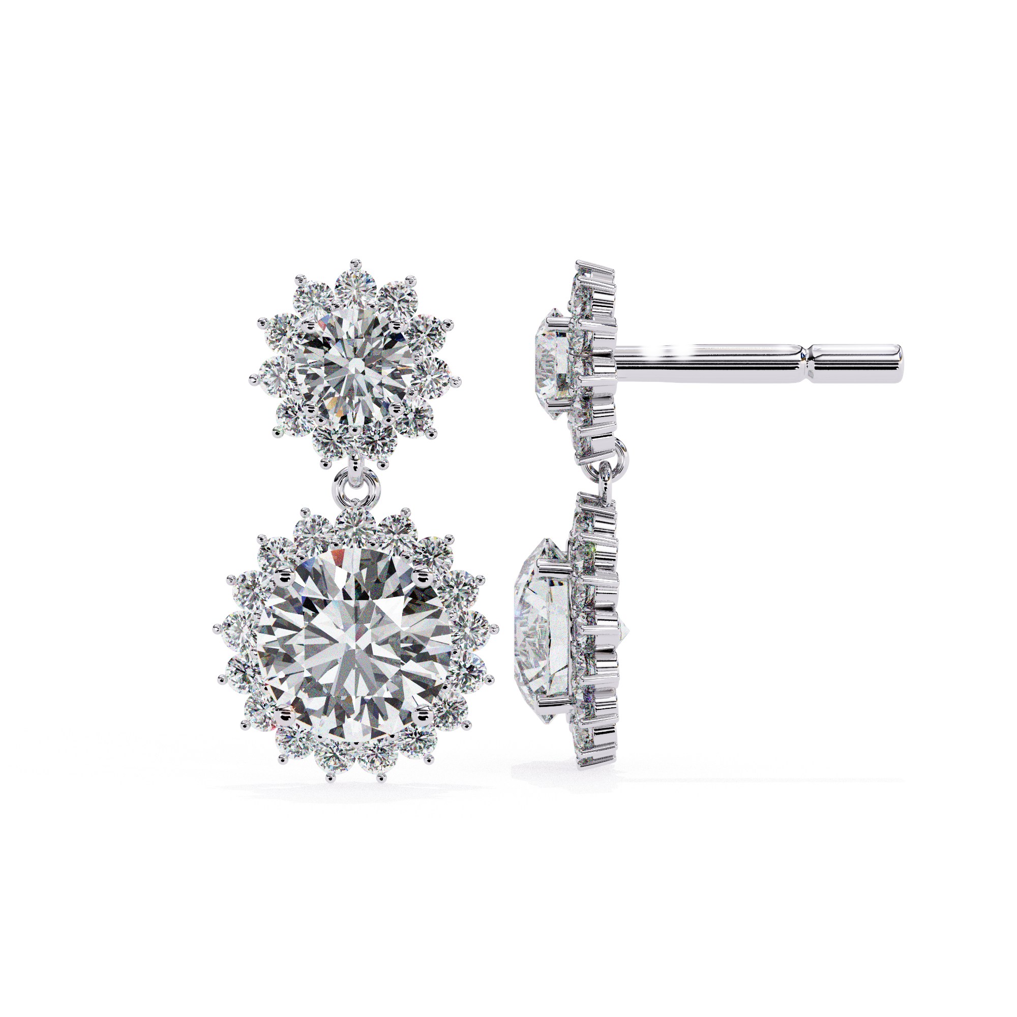 Diamond Floral Earrings