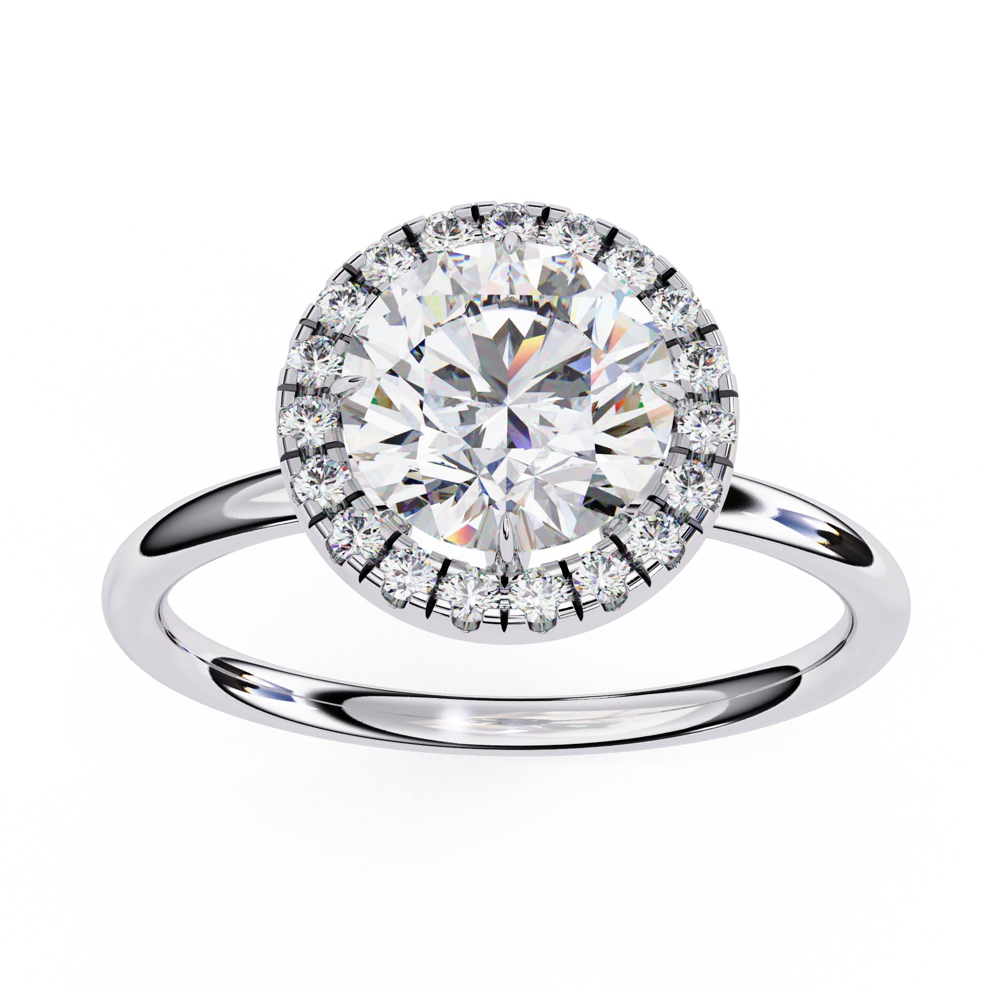 Round Halo Engagement Ring
