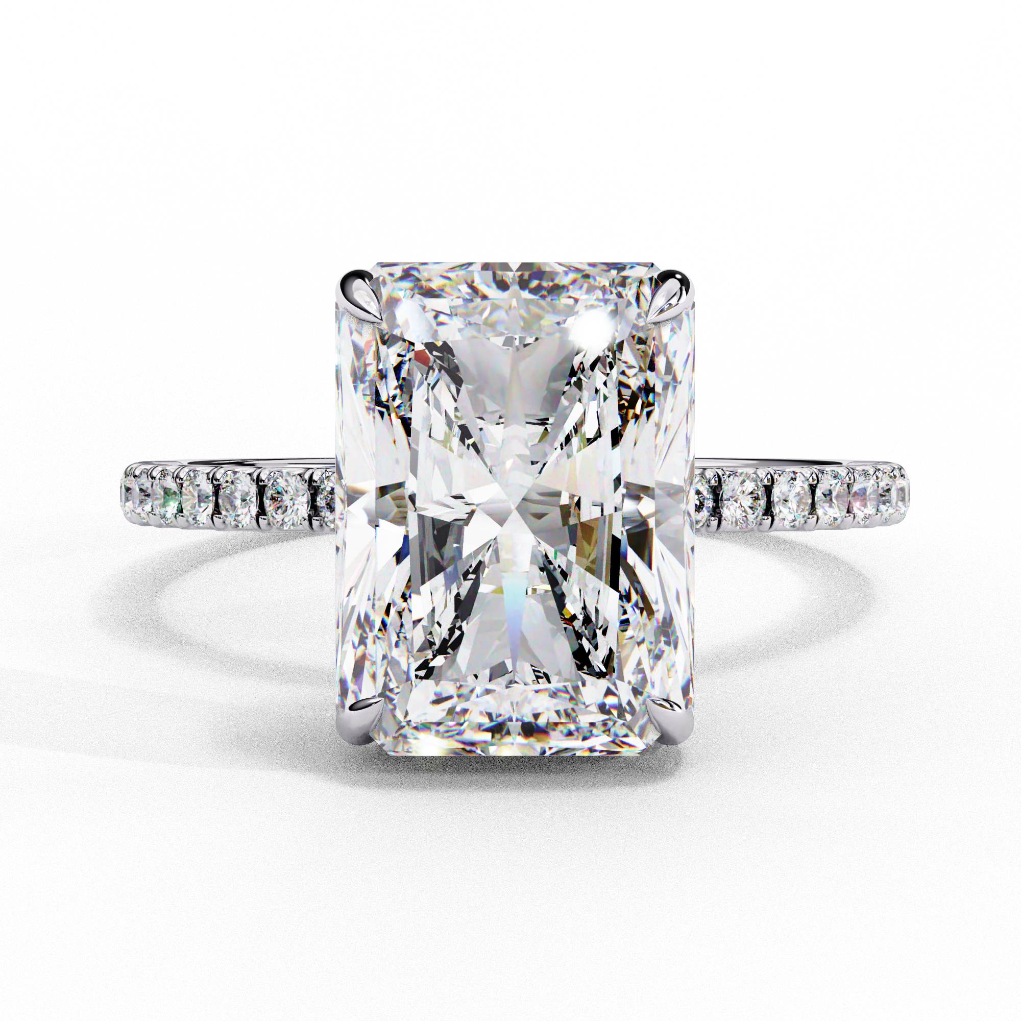 Radiant solitaire diamond ring
