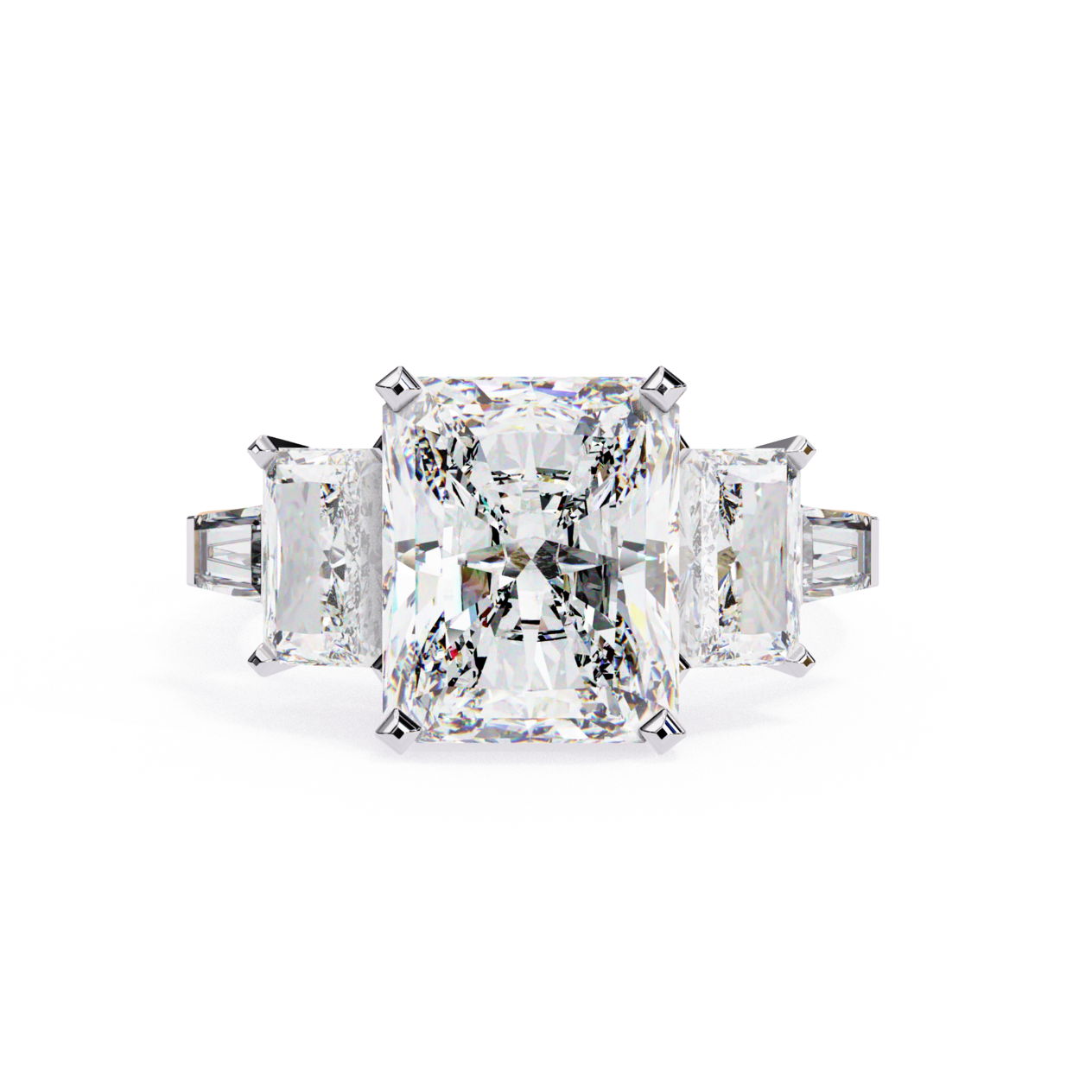 Three Stone Rediant cut diamond ring