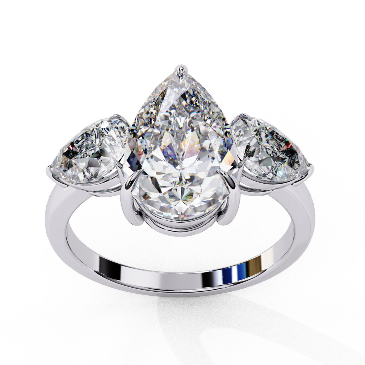 Three Stone Pear Cut Diamond Ring